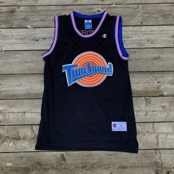Vintage 90s Champion X Jordan Bugs Bunny Tune Squad Jersey Large Black - Picture 3 of 6